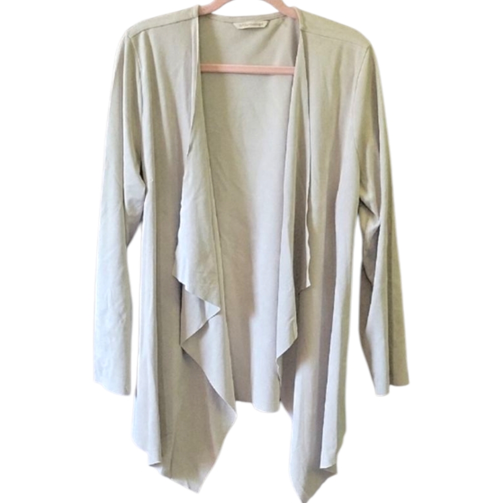 Soft Surroundings - Beige Faux Suede Waterfall Open Jacket - Size XL
